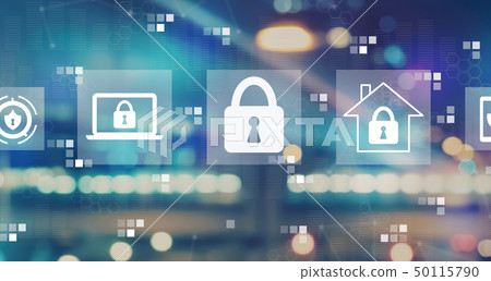 Cyber security with blurred city lights Cyber security with blurred city lights 50115790