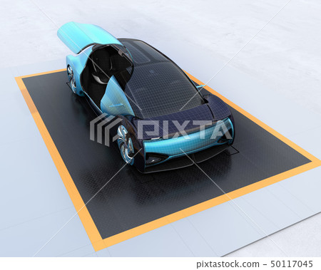 金屬藍色汽車駕駛電動汽車豪華轎車後方線框圖像 金屬藍色汽車駕駛電動汽車豪華轎車後方線框圖像 50117045