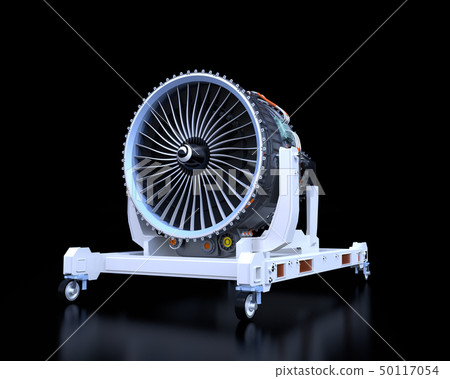 航空器噴氣機引擎的圖像在黑背景的 50117054