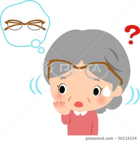 Senior woman looking for glasses with glasses on 50118154
