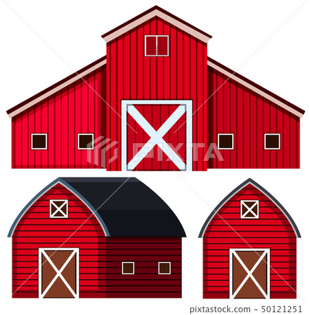 Red Barns In Three Designs Stock Illustration 50121251 Pixta