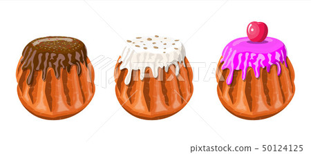 Sweet cakes with various toppings 50124125