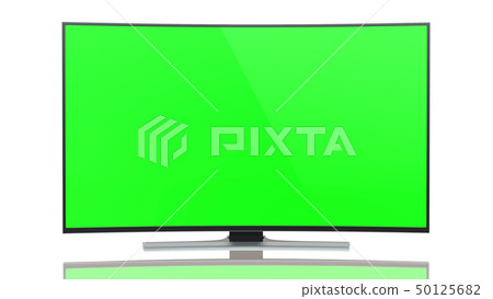 UltraHD Smart Tv with Curved green screen on white 50125682
