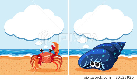 Two scenes with crab and shell Two scenes with crab and shell 50125920