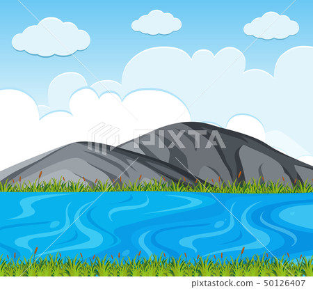 Nature scene with lake and mountains at daytime 50126407