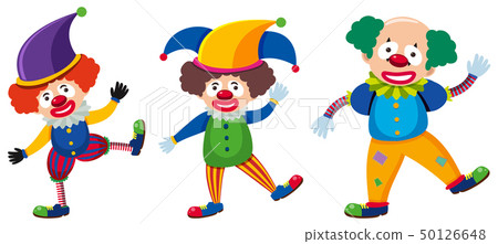 Three clowns with different costumes 50126648