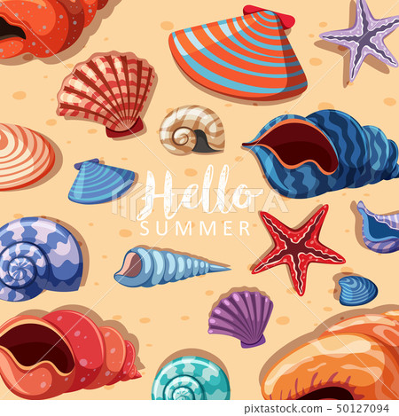 Summer theme background with seashells Summer theme background with seashells 50127094