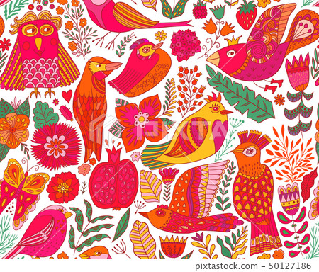 Seamless birds background. Textile composition, hand drawn style pattern. Vector illustration Seamless birds background. Textile composition, hand drawn style pattern. Vector illustration 50127186