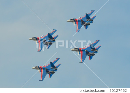 Su-30SM fighter jets flying in the sky Su-30SM fighter jets flying in the sky 50127462