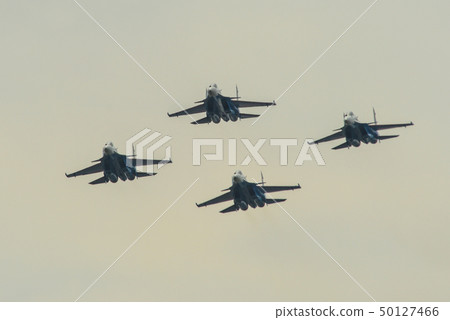 Su-30SM fighter jets flying in the sky 50127466