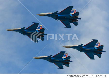 Su-30SM fighter jets flying in the sky Su-30SM fighter jets flying in the sky 50127491