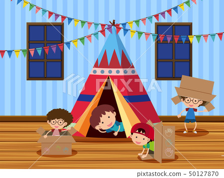 Children playing in the tent 50127870