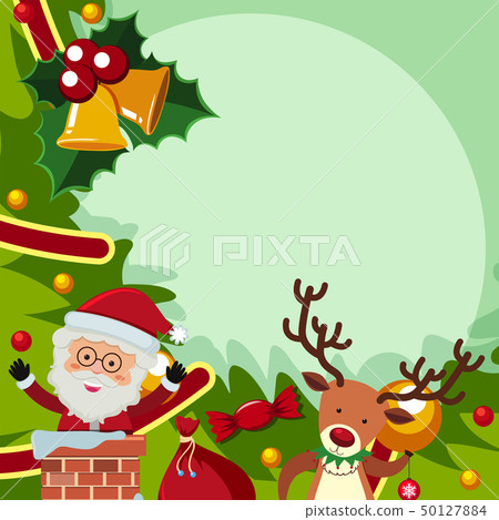 Border template with santa and reindeer 50127884