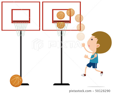 Boy shooting basketball in the net 50128290