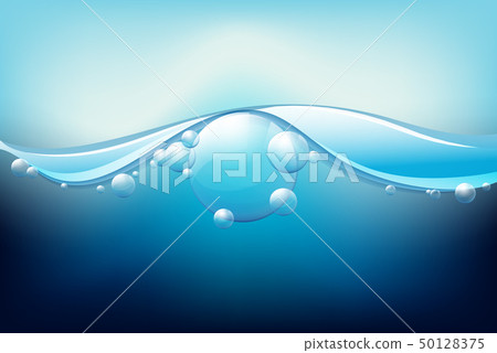 Bright bubbles under blue waves Bright bubbles under blue waves 50128375