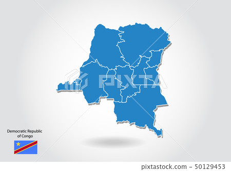 Democratic Republic of Congo map design with 3D - Stock Illustration ...