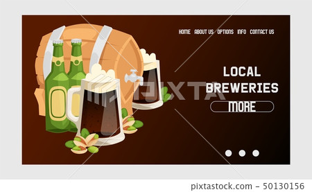 Beer in beerhouse brewery vector web page beermug beerbottle and dark ale illustration backdrop of 50130156