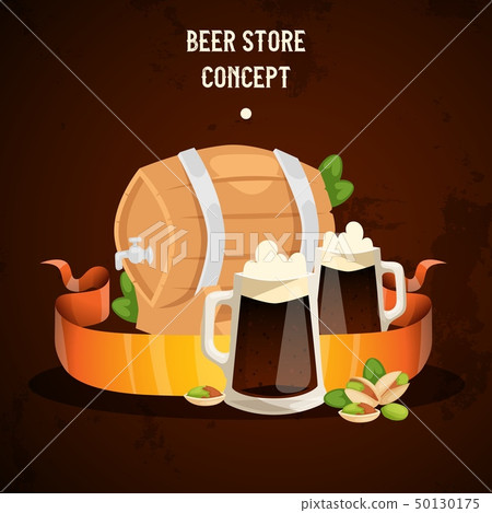 Beer in beerhouse brewery vector beermug beerbottle and dark ale illustration backdrop of beerbarrel 50130175