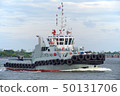 A tug boat is running in the river in Bangkok 50131706
