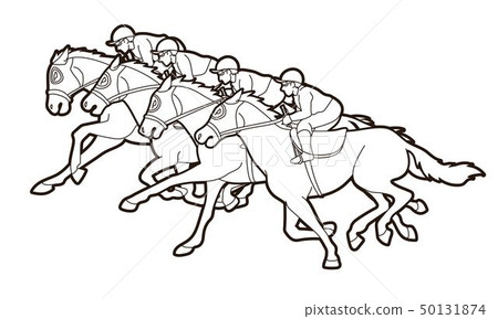 Group of Jockeys riding horse, sport vector Group of Jockeys riding horse, sport vector 50131874