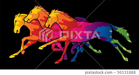 3 Horses running cartoon graphic vector 3 Horses running cartoon graphic vector 50131888