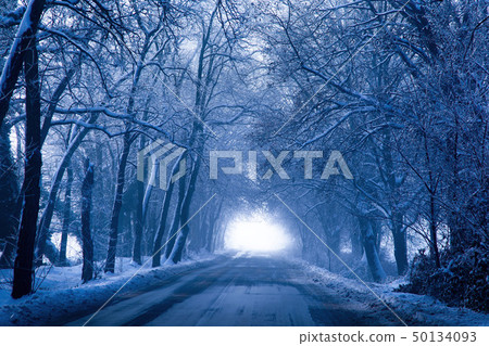 fantastic snowy country road fantastic snowy country road 50134093