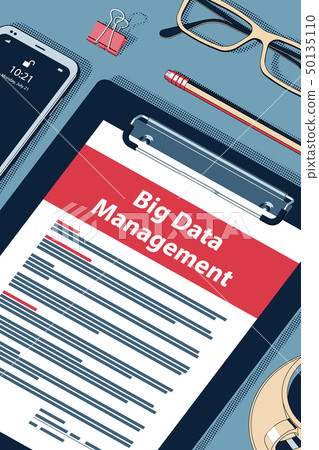 Big Data Management - Vector Halftone Isometric Illustration. Big Data Management - Vector Halftone Isometric Illustration. 50135110