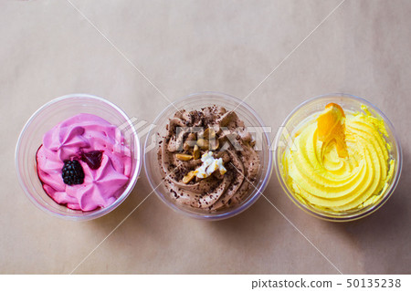 different berry desserts in small cups for self-pickup different berry desserts in small cups for self-pickup 50135238