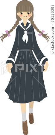一個整潔的高中女生，長著辮子 50136395
