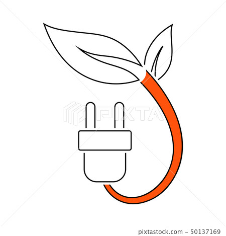 Electric Plug With Leaves Icon - Stock Illustration [50137169] - PIXTA