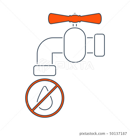 Water Faucet With Dropping Water Icon Water Faucet With Dropping Water Icon 50137187