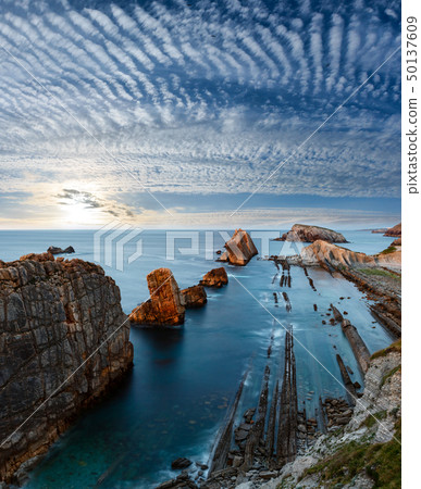 Evening Atlantic ocean coastline near Portio Evening Atlantic ocean coastline near Portio 50137609