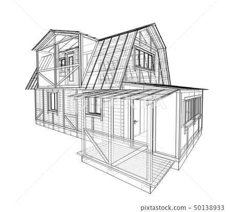 House sketch. Vector rendering of 3d House sketch. Vector rendering of 3d 50138933