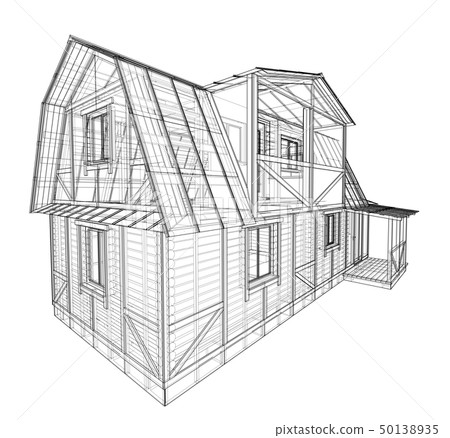 House sketch. Vector rendering of 3d House sketch. Vector rendering of 3d 50138935