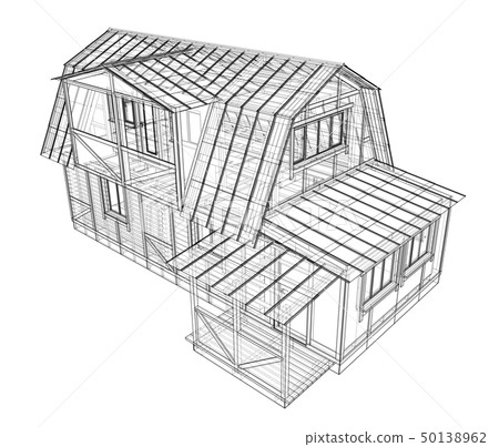 House sketch. Vector rendering of 3d House sketch. Vector rendering of 3d 50138962