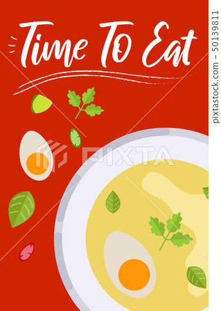 Soup on bright background in flat design style. 50139811