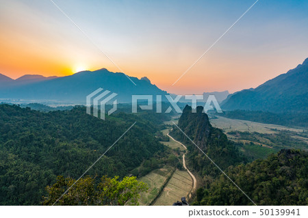 Top view of Beautiful Forest landscape of Sunset Top view of Beautiful Forest landscape of Sunset 50139941