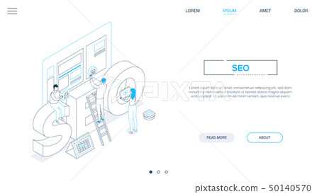 Seo optimization - line design style isometric web banner Seo optimization - line design style isometric web banner 50140570