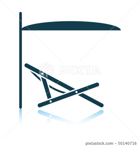 Sea beach recliner with umbrella icon Sea beach recliner with umbrella icon 50140716