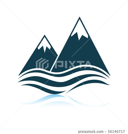 Snow peaks cliff on sea icon 50140717