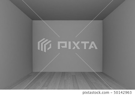 empty room ,grey wall with wood floor ,3d interior 50142963