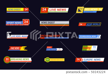 Set of isolated news message for tv, television 50143224