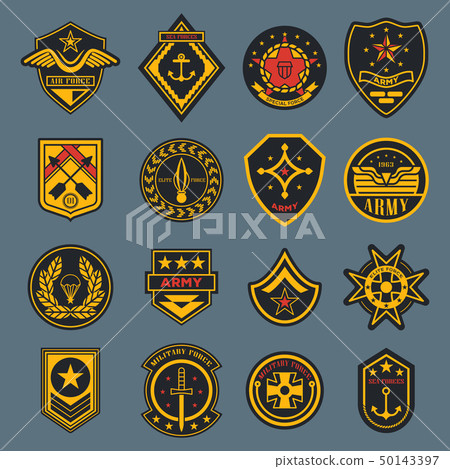 Navy sign and army badge, american air force tag 50143397