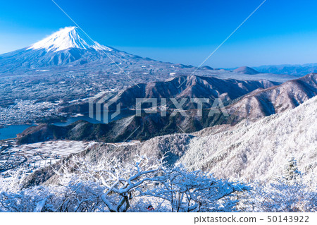 <山梨縣>日本的冬天,富士山和白霜 <山梨縣>日本的冬天,富士山和白霜 50143922