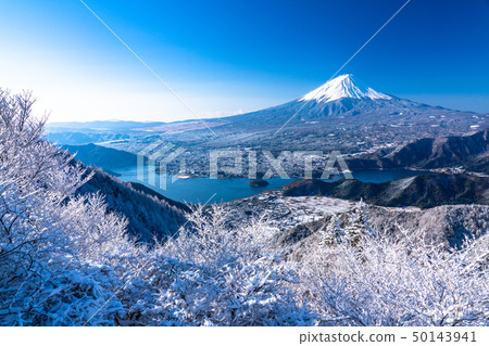 <山梨縣>日本的冬天,富士山和白霜 <山梨縣>日本的冬天,富士山和白霜 50143941