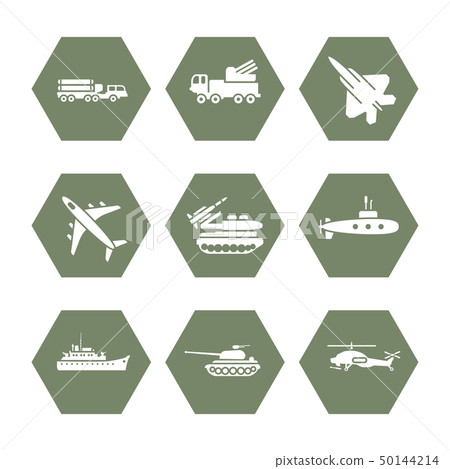 Military transportation icons set - army icons design 50144214