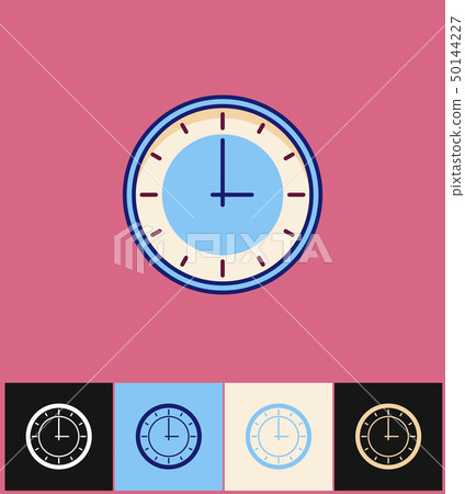 Clock icon. Flat vector illustration. Blue simple clock Clock icon. Flat vector illustration. Blue simple clock 50144227