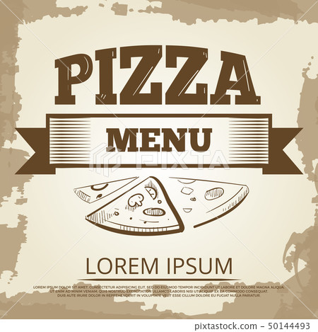 Vintage pizza poster design with hand drawn elements 50144493