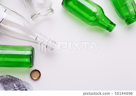 Selection of glass garbage for recycling. Concept of recycling Selection of glass garbage for recycling. Concept of recycling 50144896
