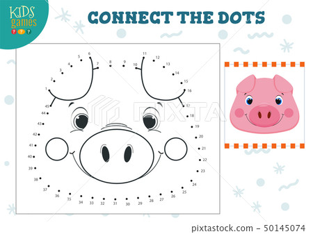 Connect the dots kids mini game vector illustration. Preschool children education activity 50145074